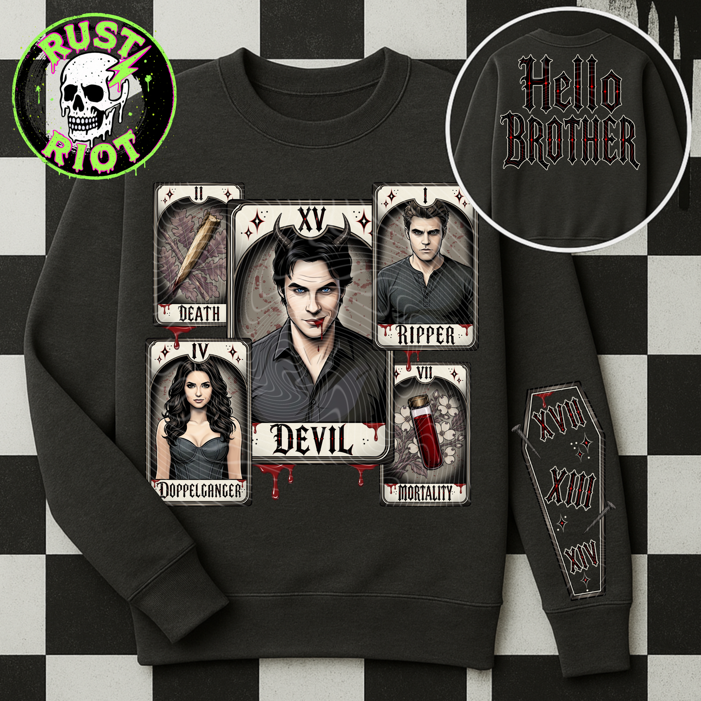 Bloodline Arcana Tee Graphic | Neo Trad Vampire Tarot | PNG Digital Download