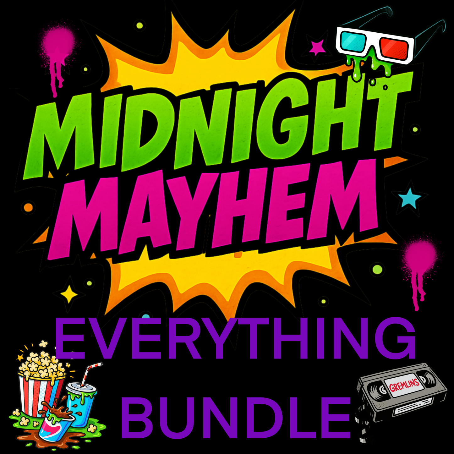 Midnight Mayhem Everything Bundle | Retro Horror Comic Digital PNG Pack