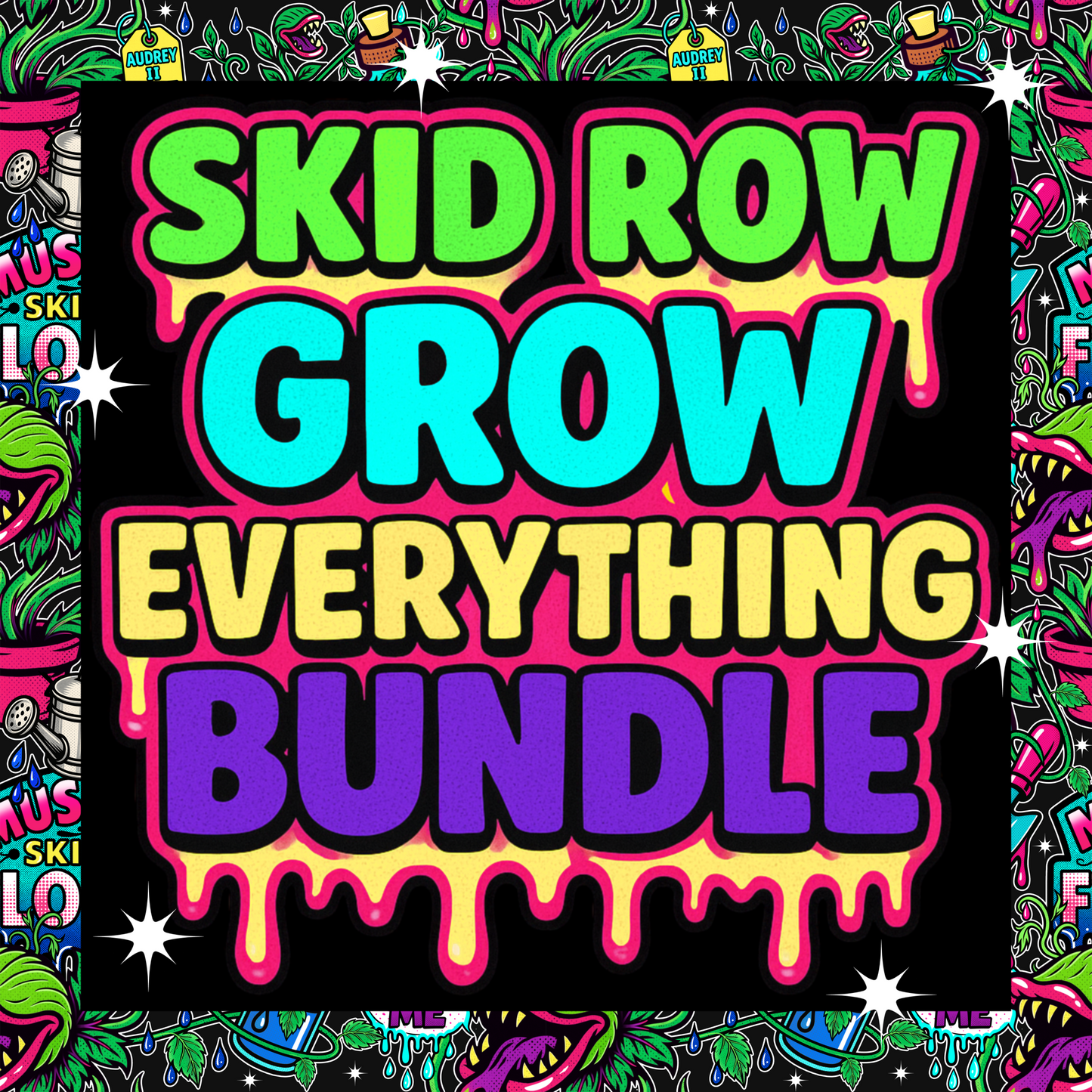 Skid Row Grow | Retro Horror Botanical Everything Bundle | PNG Digital Download