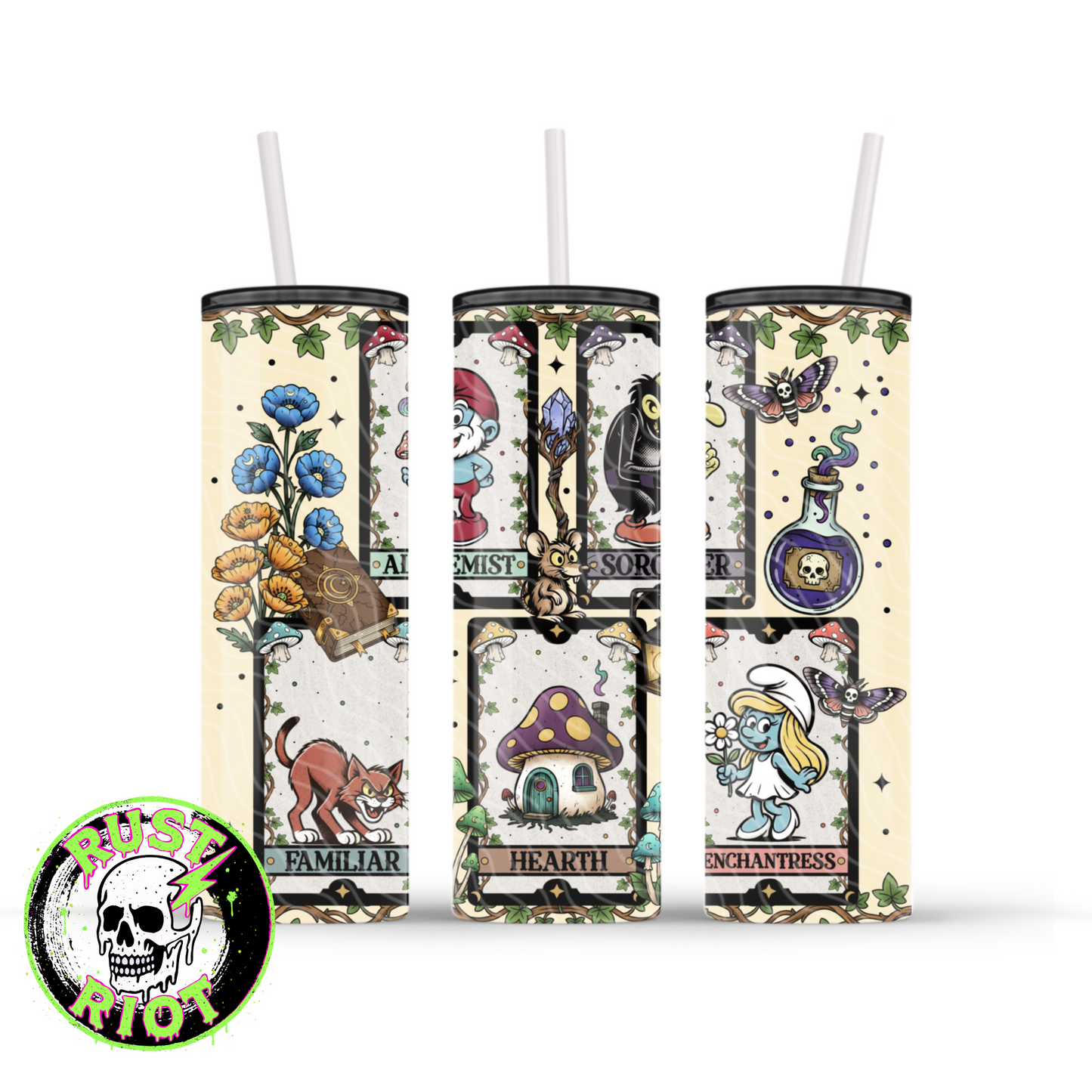 Woodland Tarot | Whimsical Forest Mystic | 20oz Skinny Tumbler Wrap PNG Digital Download