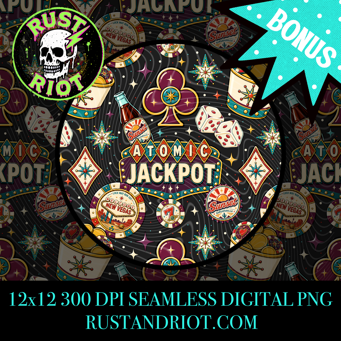 Atomic Jackpot Everything Bundle | Retro Casino Wasteland Collection | PNG Digital Download