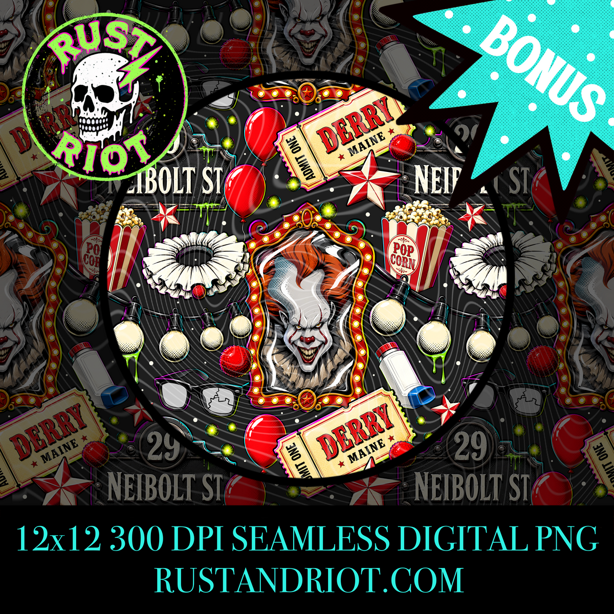 Derry After Dark Everything Bundle | Neon Comic Horror | PNG Digital Download