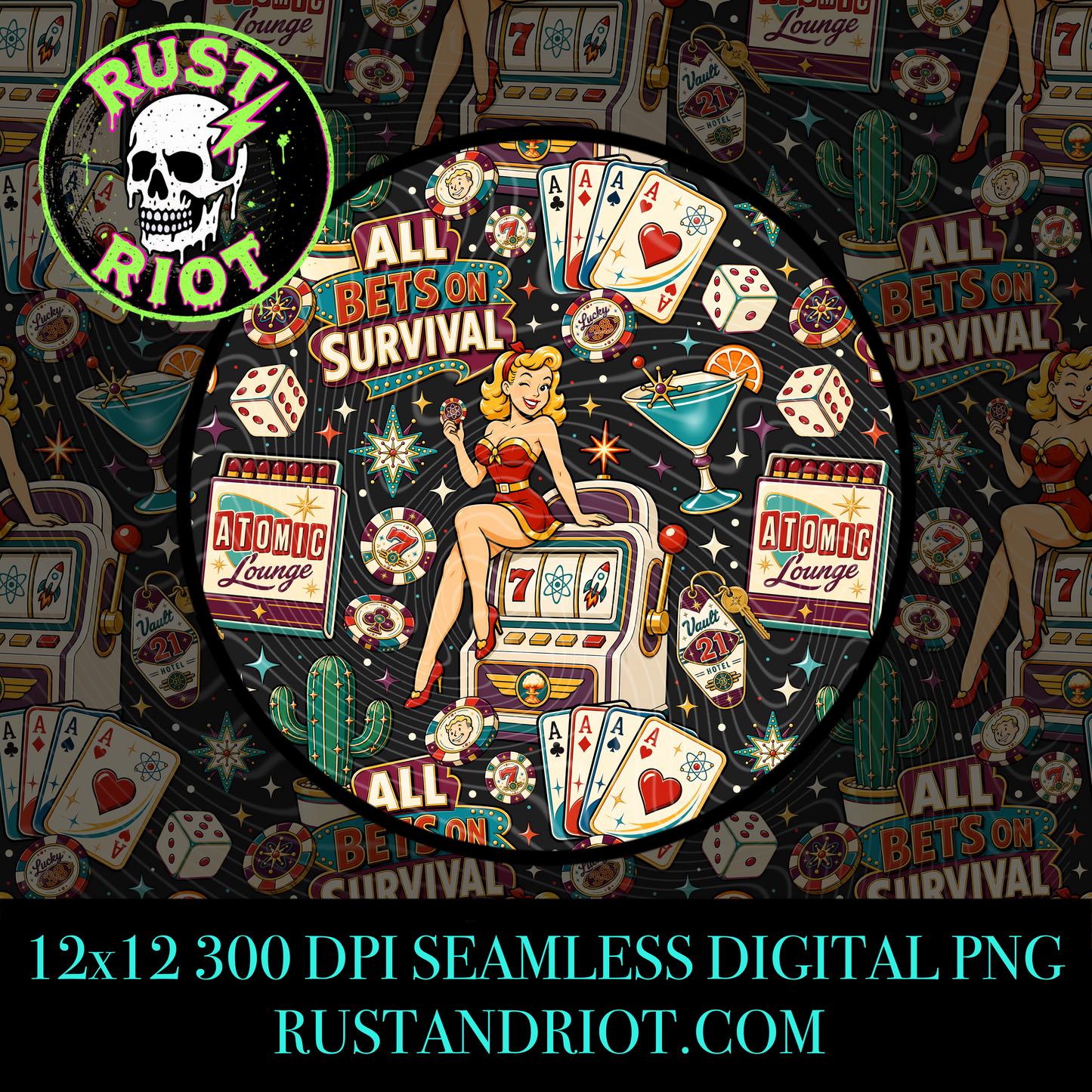 Atomic Jackpot Everything Bundle | Retro Casino Wasteland Collection | PNG Digital Download