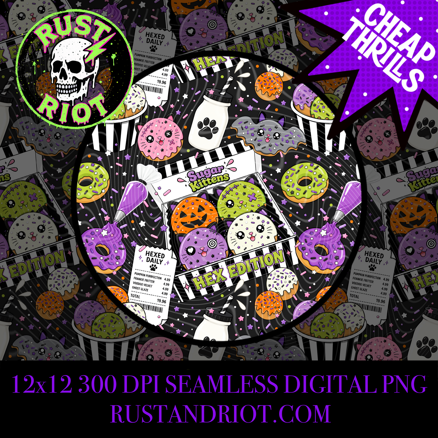 Sugar Kittens Hex Edition | Halloween Cat Donut Collection | PNG Digital Download