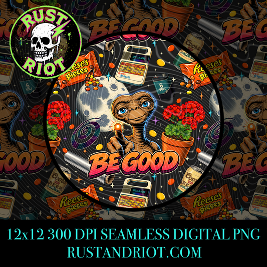 Be Good Seamless Pattern | Nostalgic Sci-Fi Pop Art | PNG Digital Download