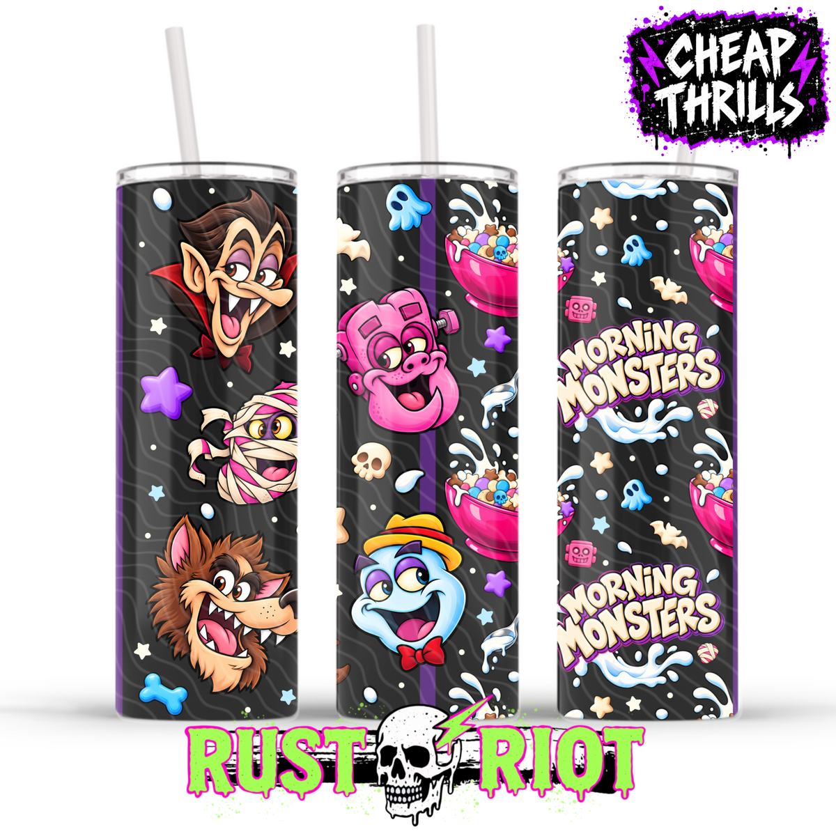 Morning Monsters | Retro Monster Cereal Collection | PNG Digital Download