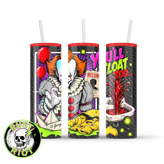 Derry After Dark Tumbler Wrap | Neon Comic Horror | PNG Digital Download