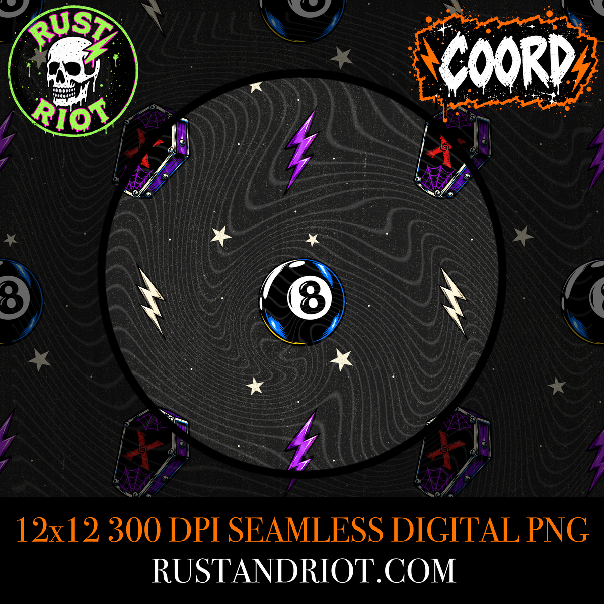 Electric Devil Seamless Pattern | Rock & Roll Horror | PNG Digital Download