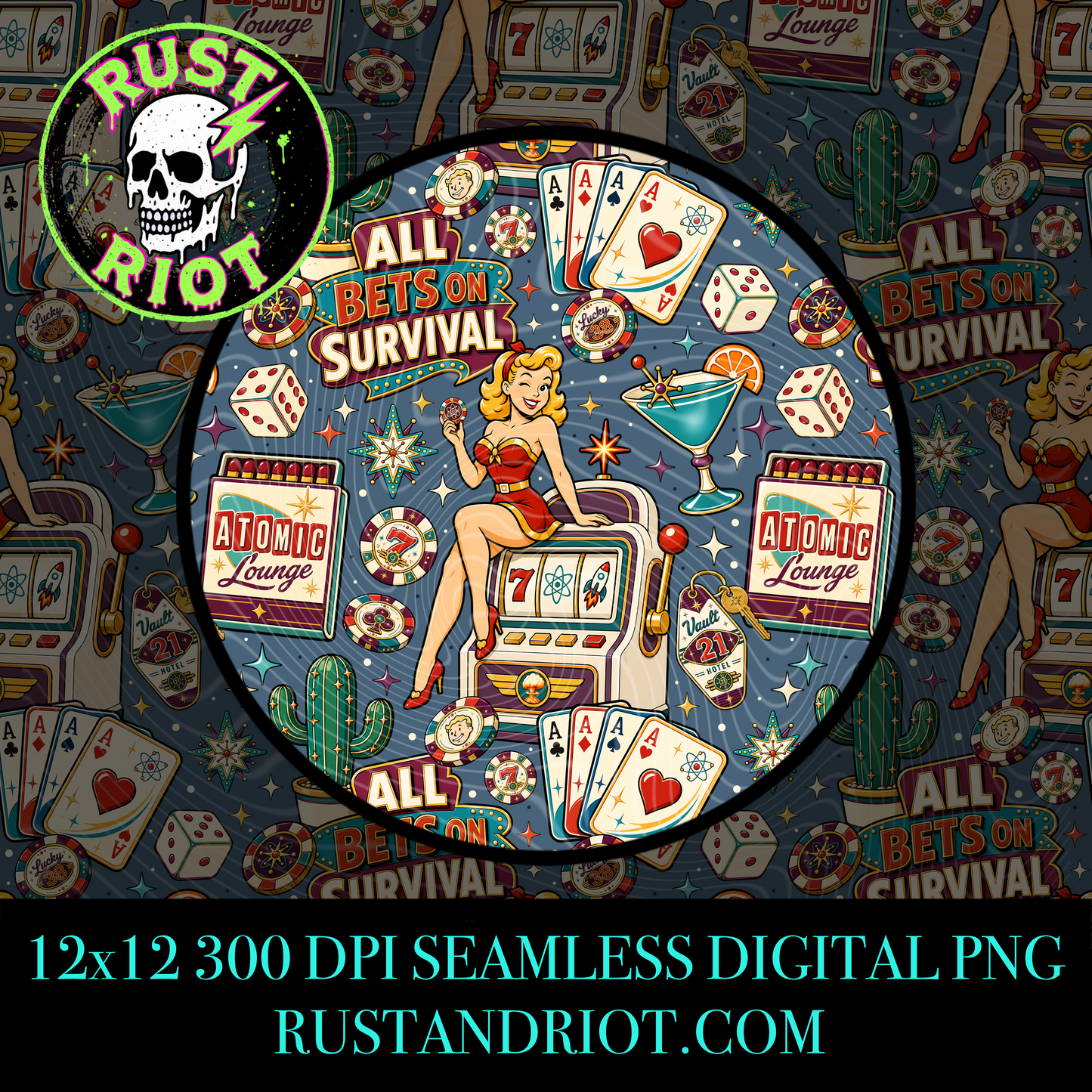 Atomic Jackpot Everything Bundle | Retro Casino Wasteland Collection | PNG Digital Download