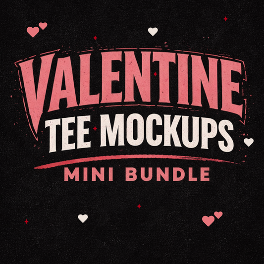 Valentine’s Mini Tee Mockup Bundle - 5 Colors | PNG Digital Download