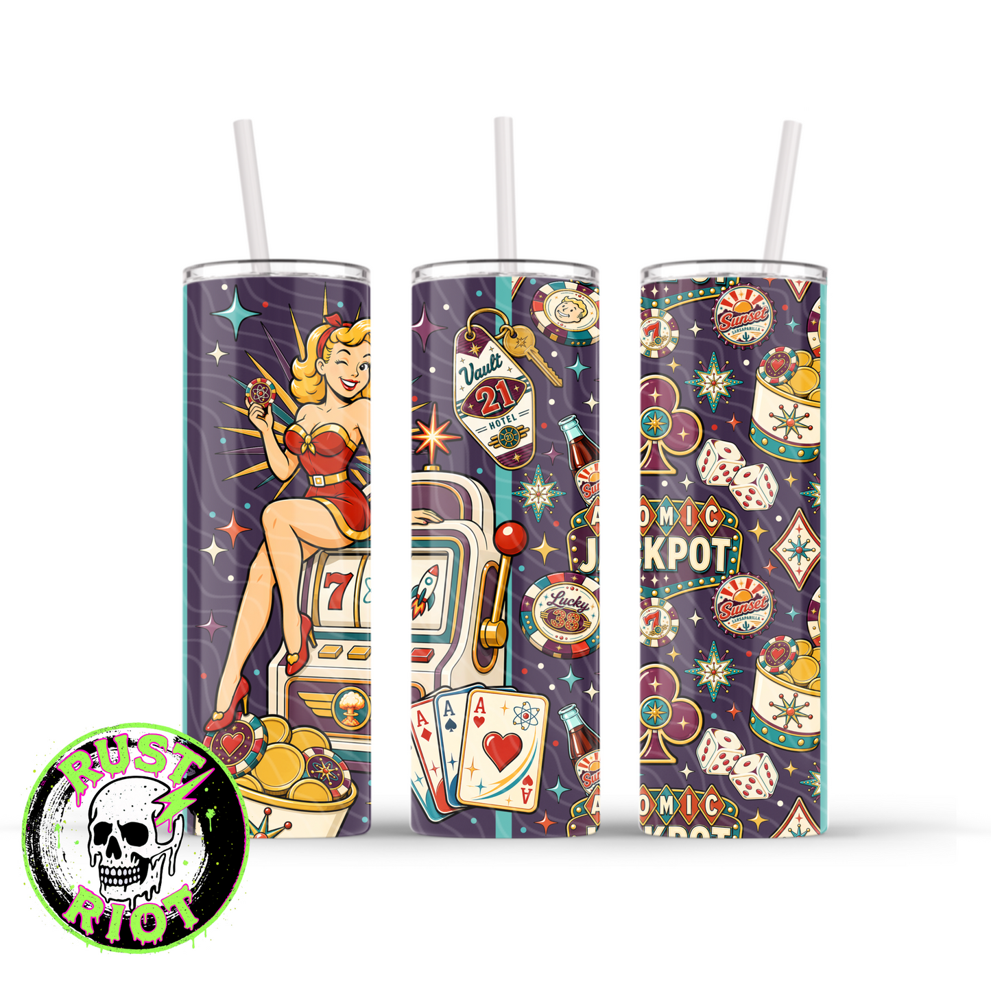 Atomic Jackpot Tumbler Wrap | Retro Casino Wasteland | PNG Digital Download