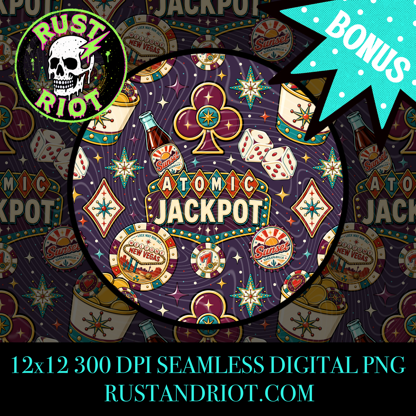 Atomic Jackpot Everything Bundle | Retro Casino Wasteland Collection | PNG Digital Download