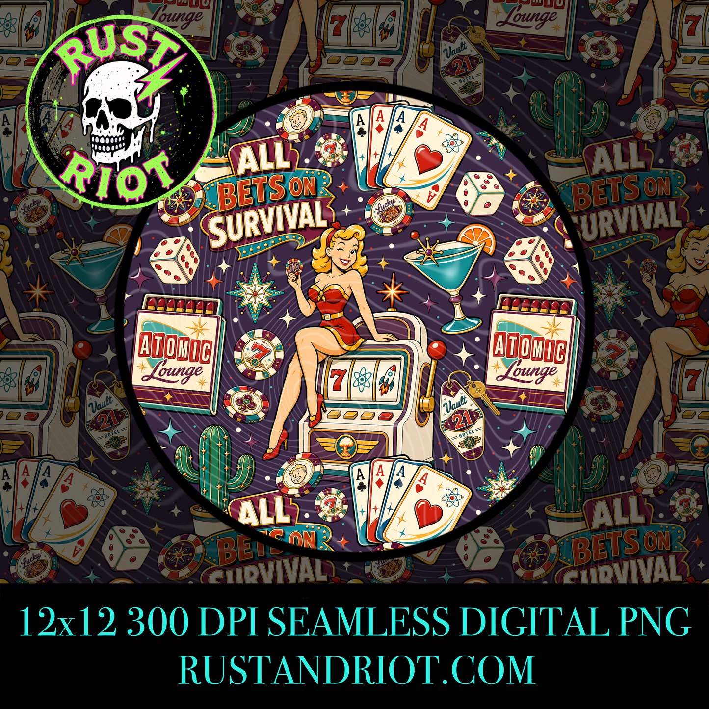 Atomic Jackpot Everything Bundle | Retro Casino Wasteland Collection | PNG Digital Download