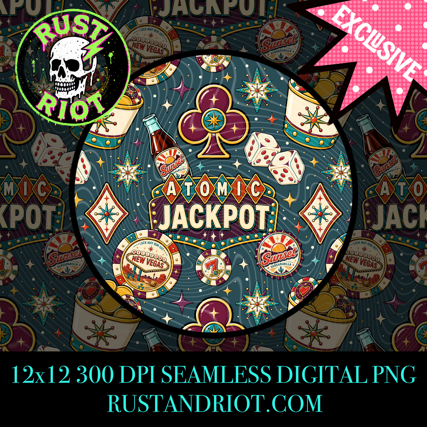 Atomic Jackpot Everything Bundle | Retro Casino Wasteland Collection | PNG Digital Download