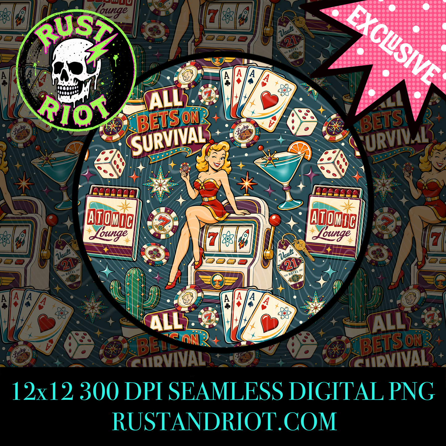 Atomic Jackpot Everything Bundle | Retro Casino Wasteland Collection | PNG Digital Download