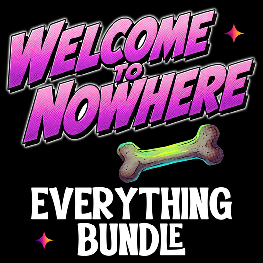 Welcome to Nowhere Everything Bundle | Neon Comic Horror Graphic Set | PNG Digital Download