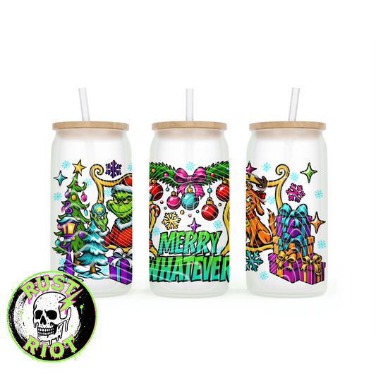 Mean One | Christmas Holiday Drinkware Design |  16oz Glass Can Wrap | Digital Download PNG for Sublimation & UVDTF Printing